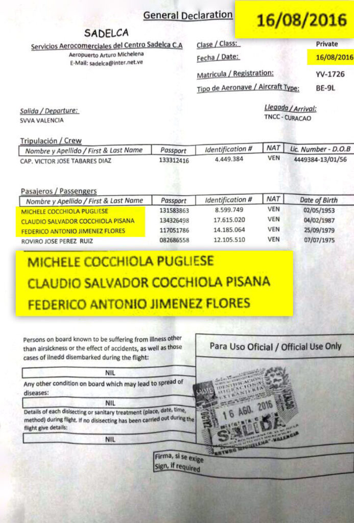 MIGUEL COCCHIOLA documento de salida