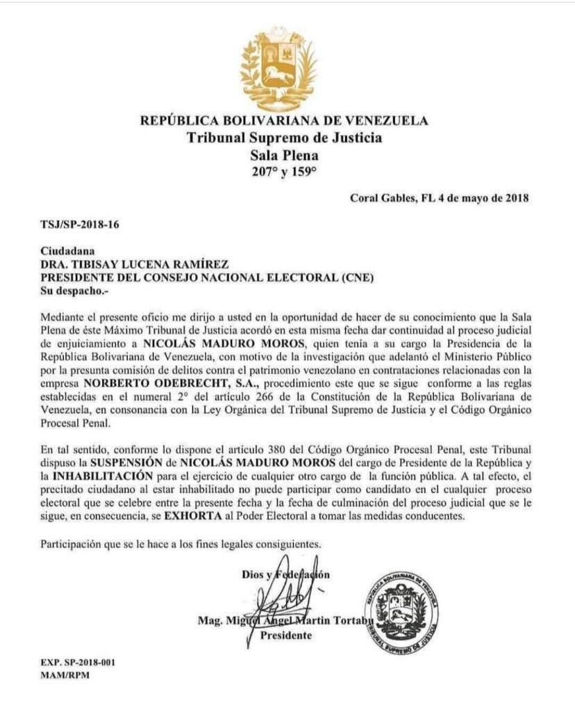 Maduro-TSJ-Exilio-Candidatura