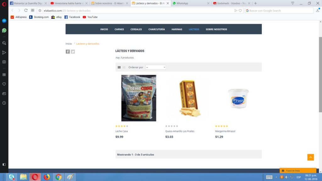 Página web - Alimentos