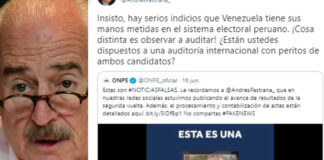 Andrés Pastrana quedó en ridículo al decir falsamente que hay infiltrados venezolanos en el sistema electoral de Perú