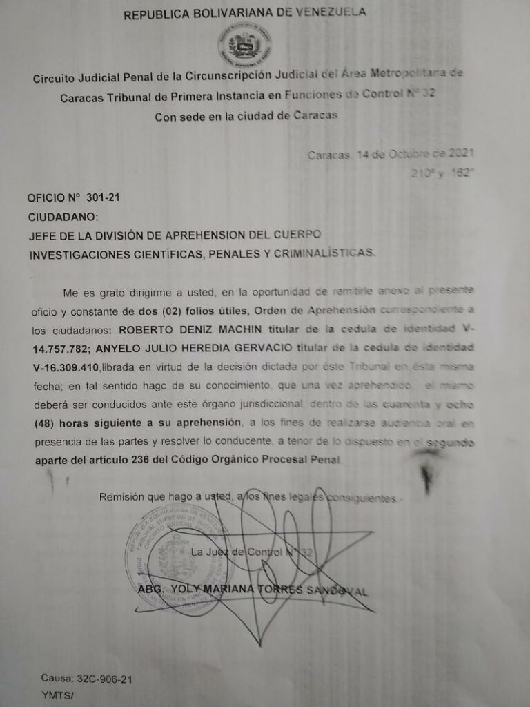 Tribunal acordó orden de aprehensión y alerta roja en contra de Roberto Deniz 