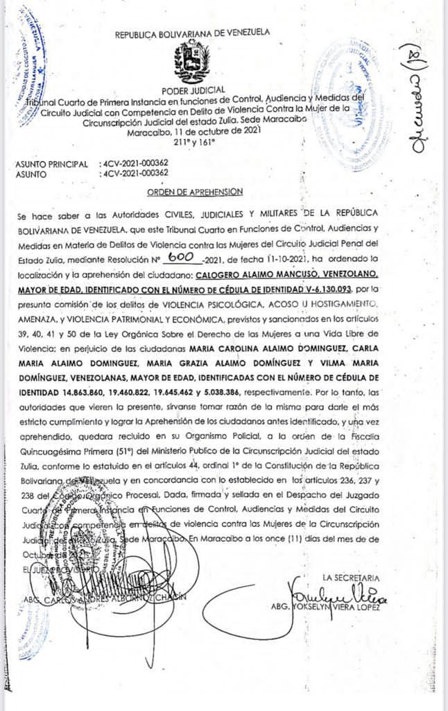 orden de aprehensión Carlos Alaimo